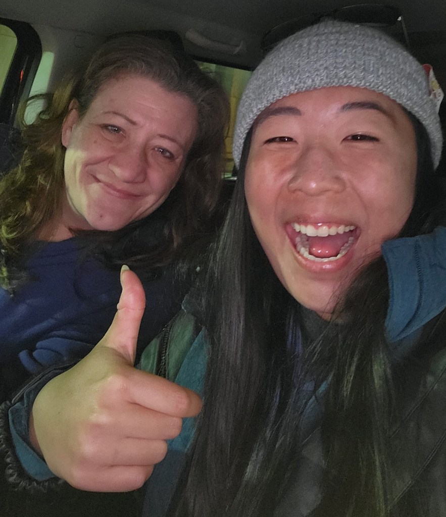 Selfie with Sara, the buyer of my motorhome, outside Calgary airport