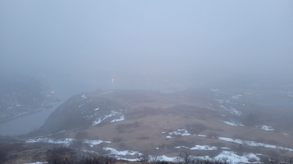 Fog covering St. John's seen from Signal Hill