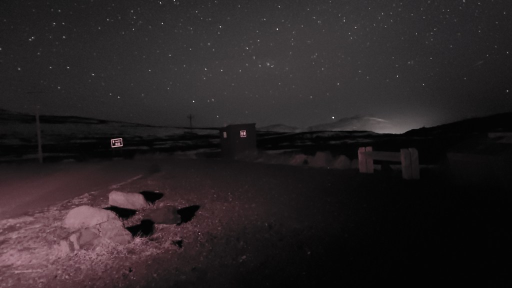 Bright stars in a dark sky at the Green Gardens trailhead
