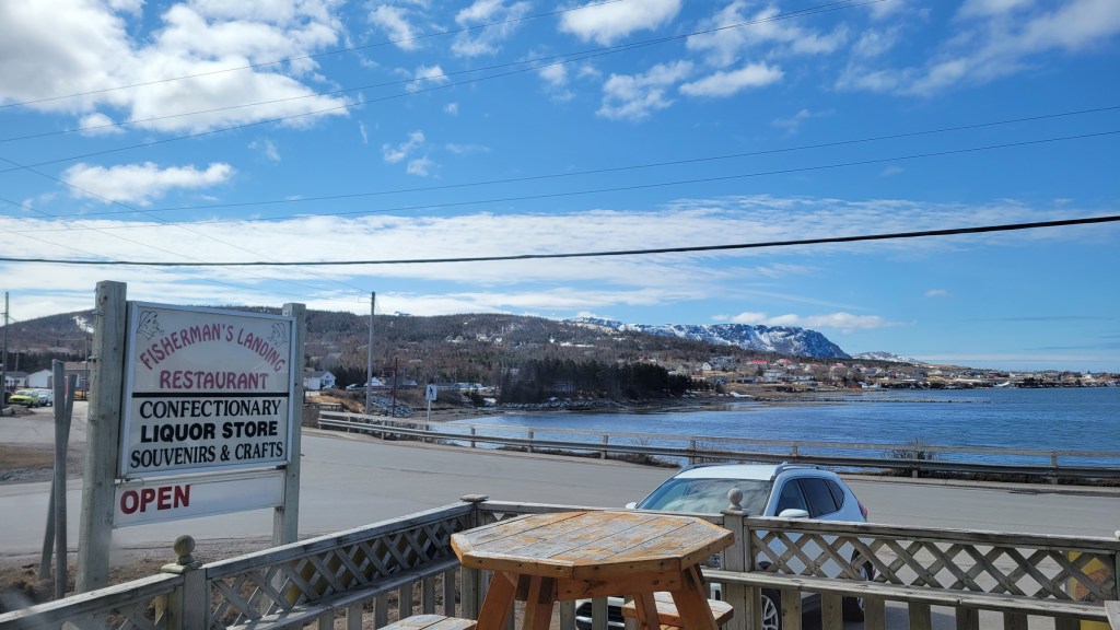 Harbour view from a table at Fisherman's Landing Restaurant in Rocky Harbour